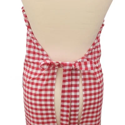 Küchen-Latzschürze Helena rot-weiß Schleife
