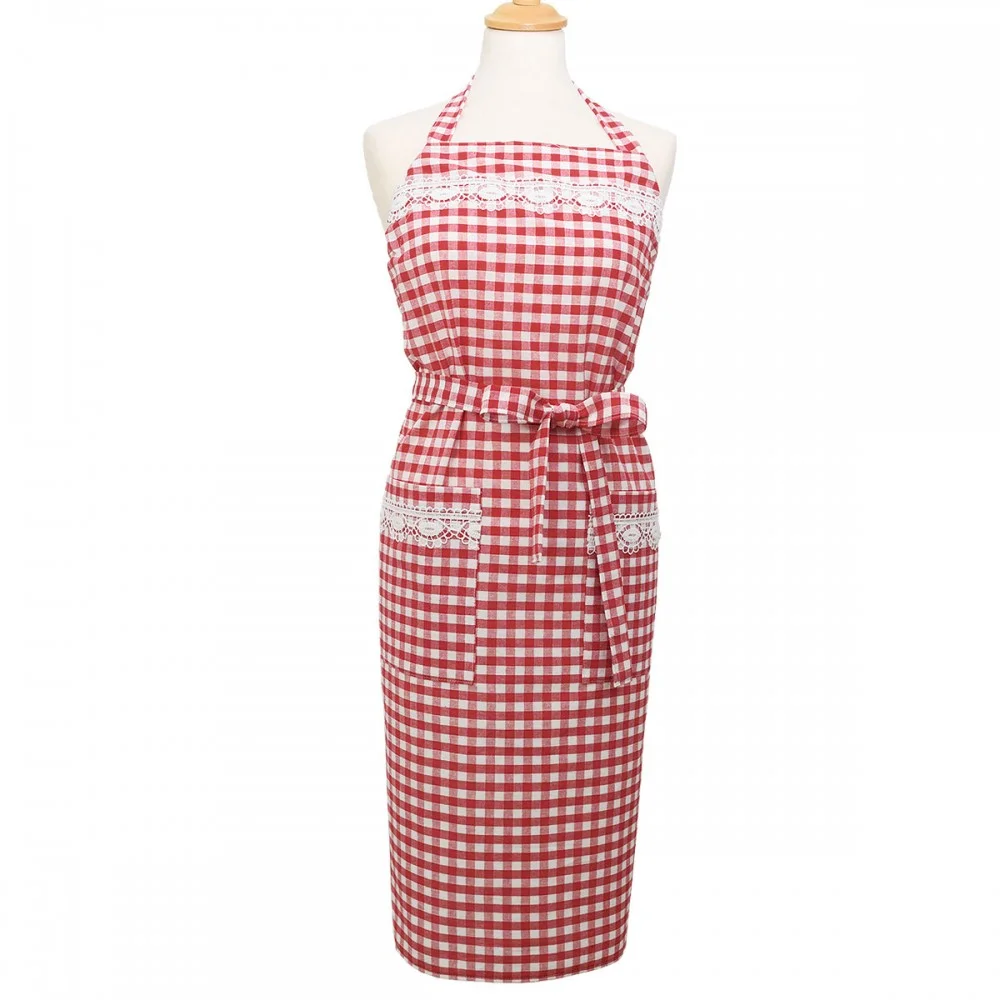 Küchen-Latzschürze Helena rot-weiß