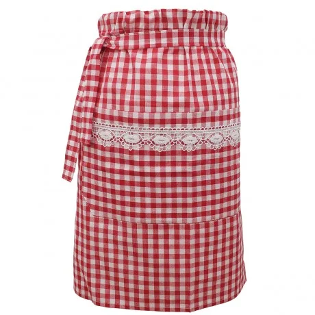 Halbschürze Helena rot-weiß mit Spitze