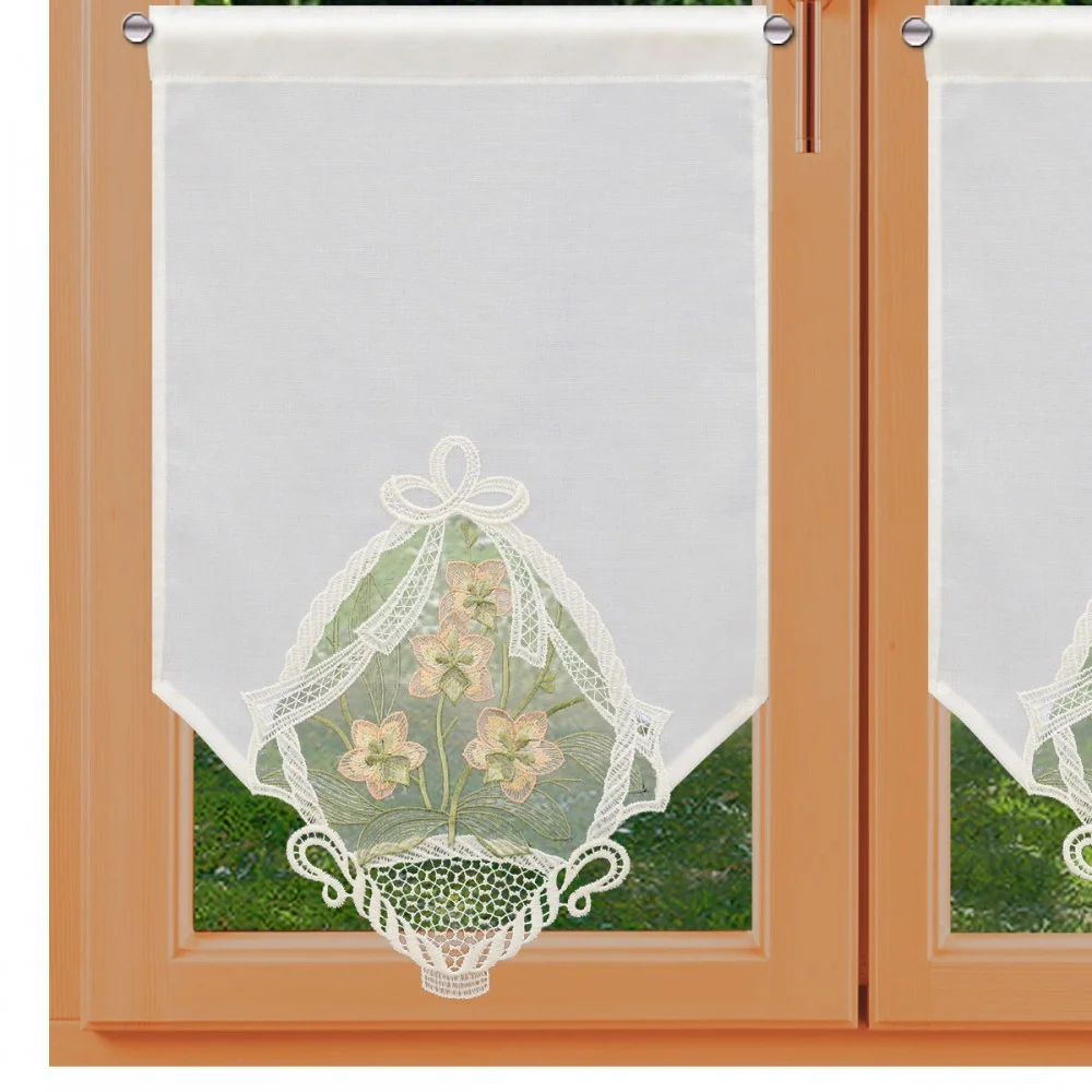 Landhausgardine Scheibenhänger Orchidee lachs