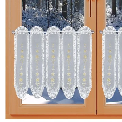 Weihnachts-Wintergardine Goldsterne weiß-gold lange Variante