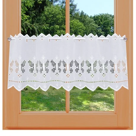 Landhausgardine Antonett weiße Schmetterlings-Stickerei