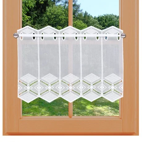 Kurzgardine Cynthia Plauener Spitze Käseleinen