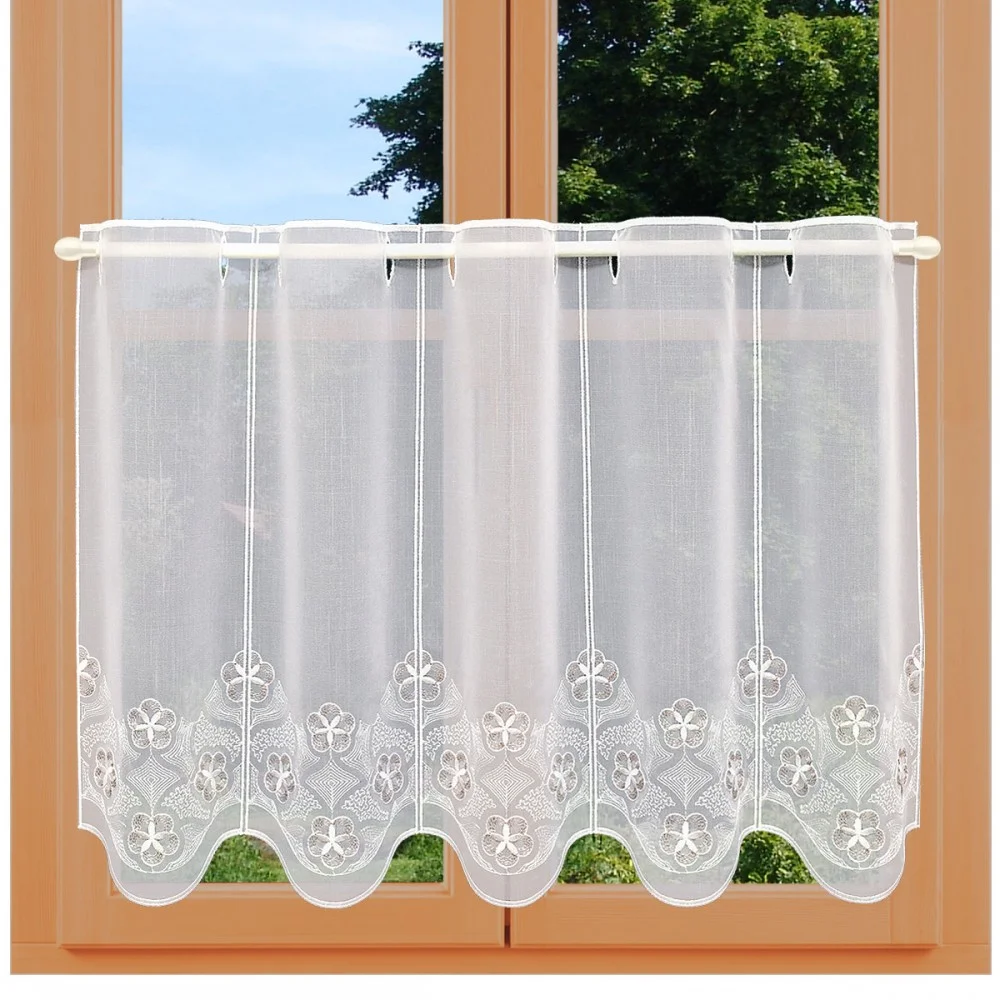 Landhaus-Scheibenhänger Blüten in beige-braun Plauener Spitze edle Blütenstickerei 3 Höhen