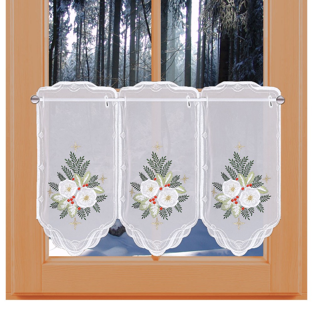 zarte Scheibengardine Weihnachten Glocken ideal für kleine Fenster 30x90 cm