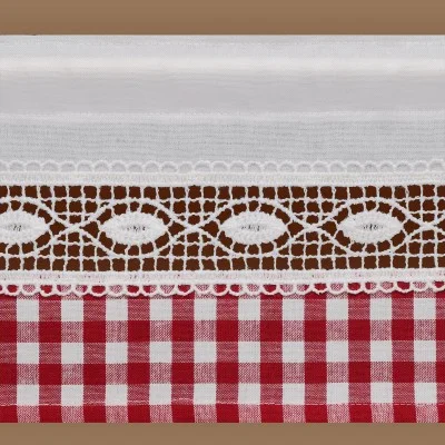 Feenhausgardine Helena rot-weiß Detailansicht