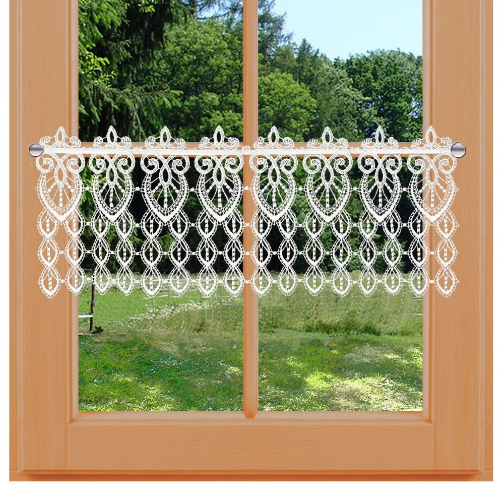 Spitzengardine Olivia Echte Plauener Spitze kurzer Hänger am Fenster