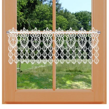 Spitzengardine Olivia Echte Plauener Spitze kurzer Hänger am Fenster