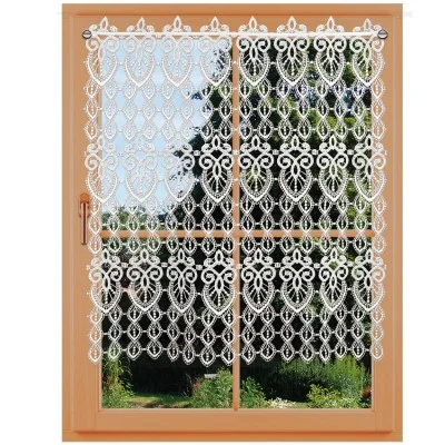 Spitzengardine Olivia Echte Plauener Spitze Scheibenhänger rohweiß lange Variante