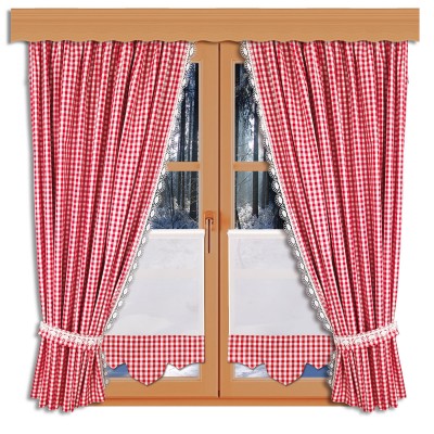 Scheibenhänger Helena mit Karodesign mit passenden Dekoschals an einem Winterfenster