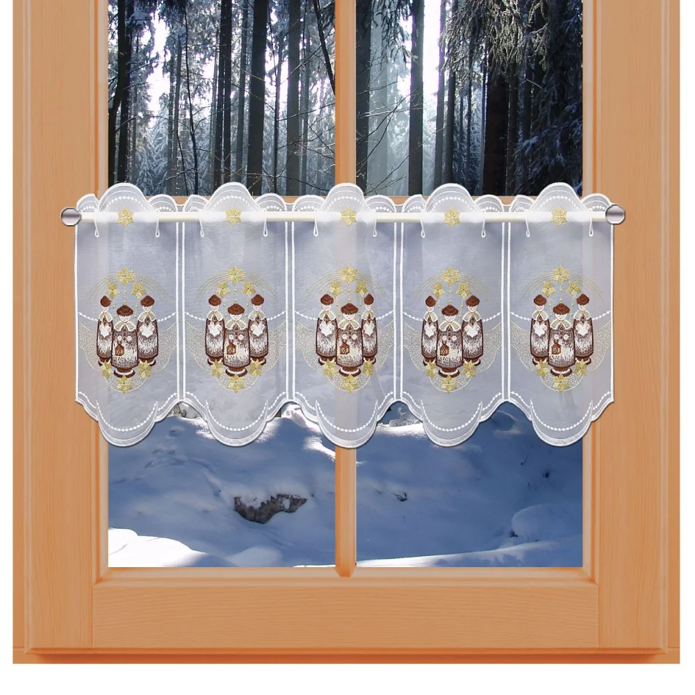 Weihnachts-Scheibengardine Kurrende 30 cm am Winter-Fenster