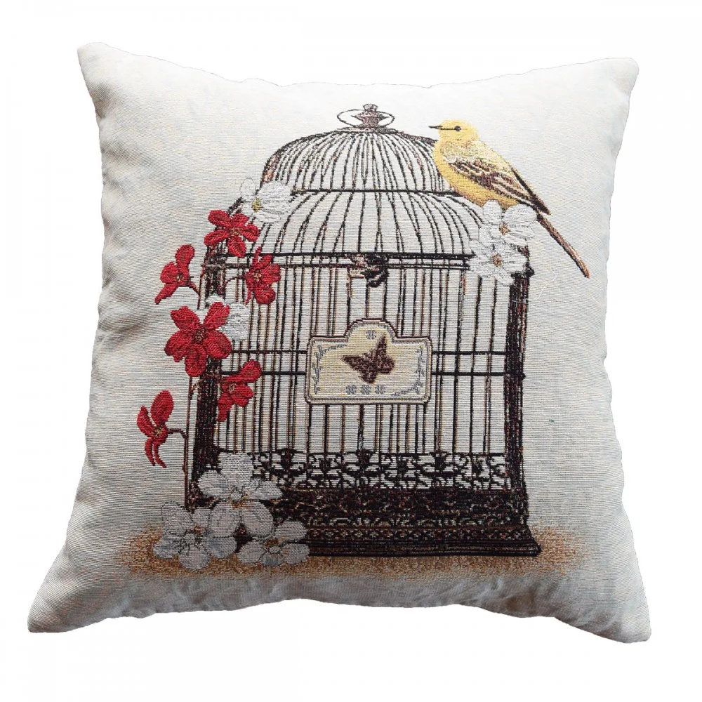 Kissen Vogelbauer 45 x 45 cm hochwertiger Gobelinstoff