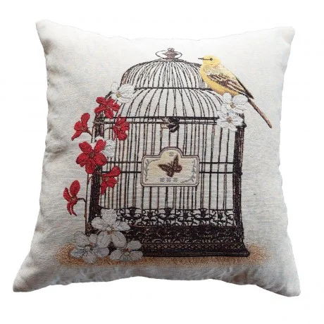 Kissen Vogelbauer 45 x 45 cm hochwertiger Gobelinstoff