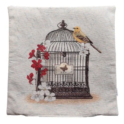 Kissenhülle Vogelbauer 45 x 45 cm hochwertiger Gobelinstoff