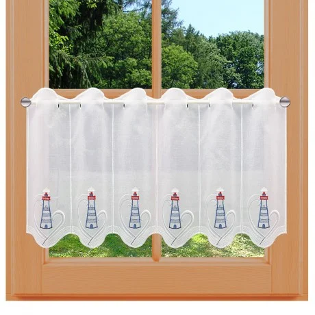 Maritime Scheibengardine Leuchtturm Badgardine