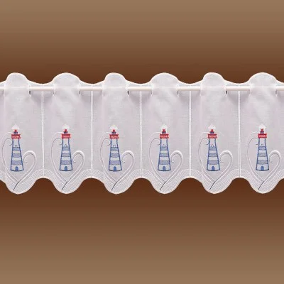 Maritime Scheibengardine Leuchtturm Badgardine kurze Größe vor Hintergrund