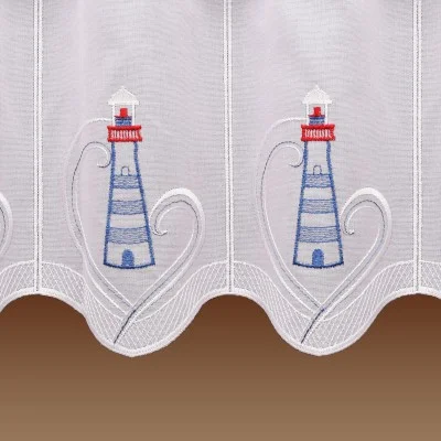 Maritime Scheibengardine Leuchtturm Badgardine Detailbild