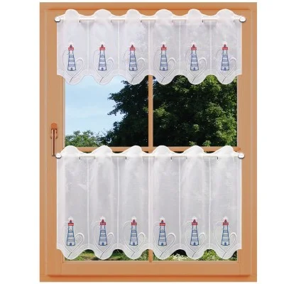 Maritime Scheibengardine Leuchtturm Badgardine Beispielbild mit 2 Größen