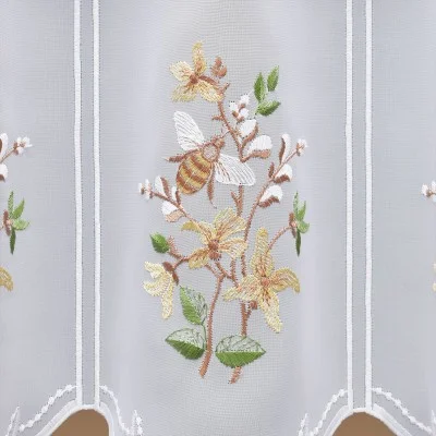 Bestickte Scheibengardine Weidenkätzchen Detailbild