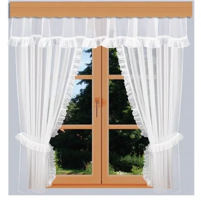 Querbehang Salome weiß am Fenster mit Seitenschals