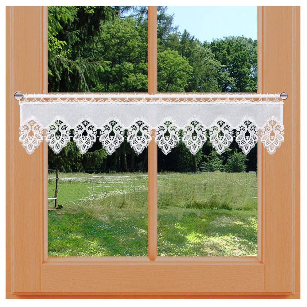 Feenhaus-Spitzengardine Jette weiss kurz am Fenster