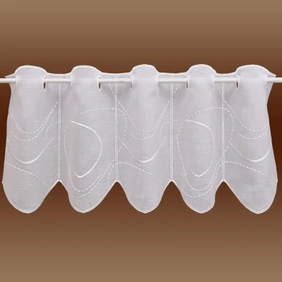 Scheibengardine Aurelia weiß mit weißer Perlenschnurstickerei