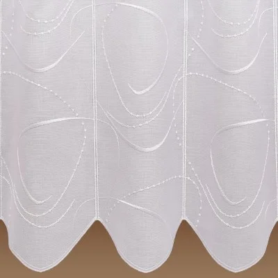Scheibengardine Aurelia weiß mit weißer Perlenschnurstickerei Detailbild