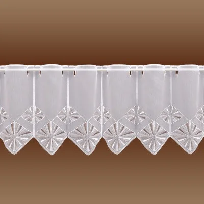 Scheibengardine Mischou mit weiß-beiger Strahlenstickerei