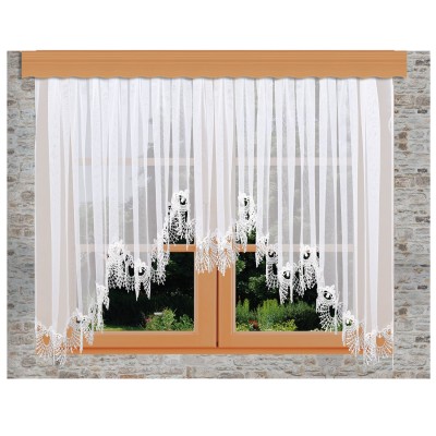 C-Bogen Store Gardine Landhaus Blumenfenster Uni Voile Makrame Spitze Borte 8cm 