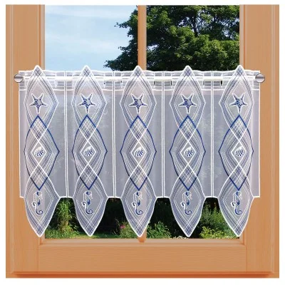 Scheibengardine Maritim Meerestiere aus Plauner Spitze am Fenster im  Sommer