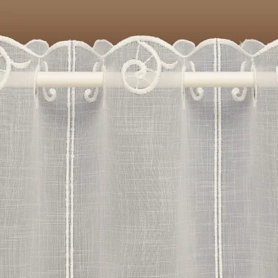 Scheibengardine Daria natur aus Plauner Spitze Detailbild Stangendurchzug