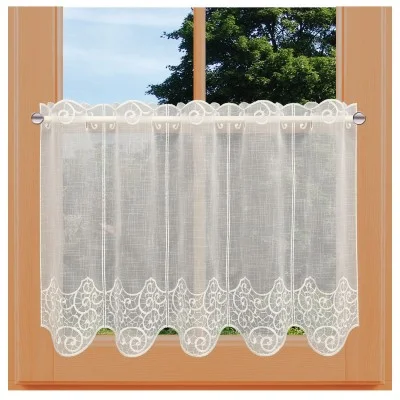 Scheibengardine Daria natur aus Plauner Spitze 45 cm Höhe am Fenster