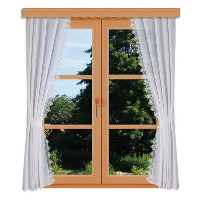 Seitenschalgarnitur Lydia Set 4-teilig mit Raffbändern am Fenster