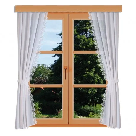 Seitenschalgarnitur Lydia Set 4-teilig mit Raffbändern am Fenster