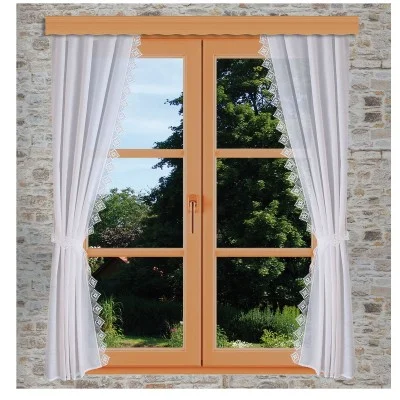 Seitenschalgarnitur Lydia Set 4-teilig mit Raffbändern am Fenster dekoriert