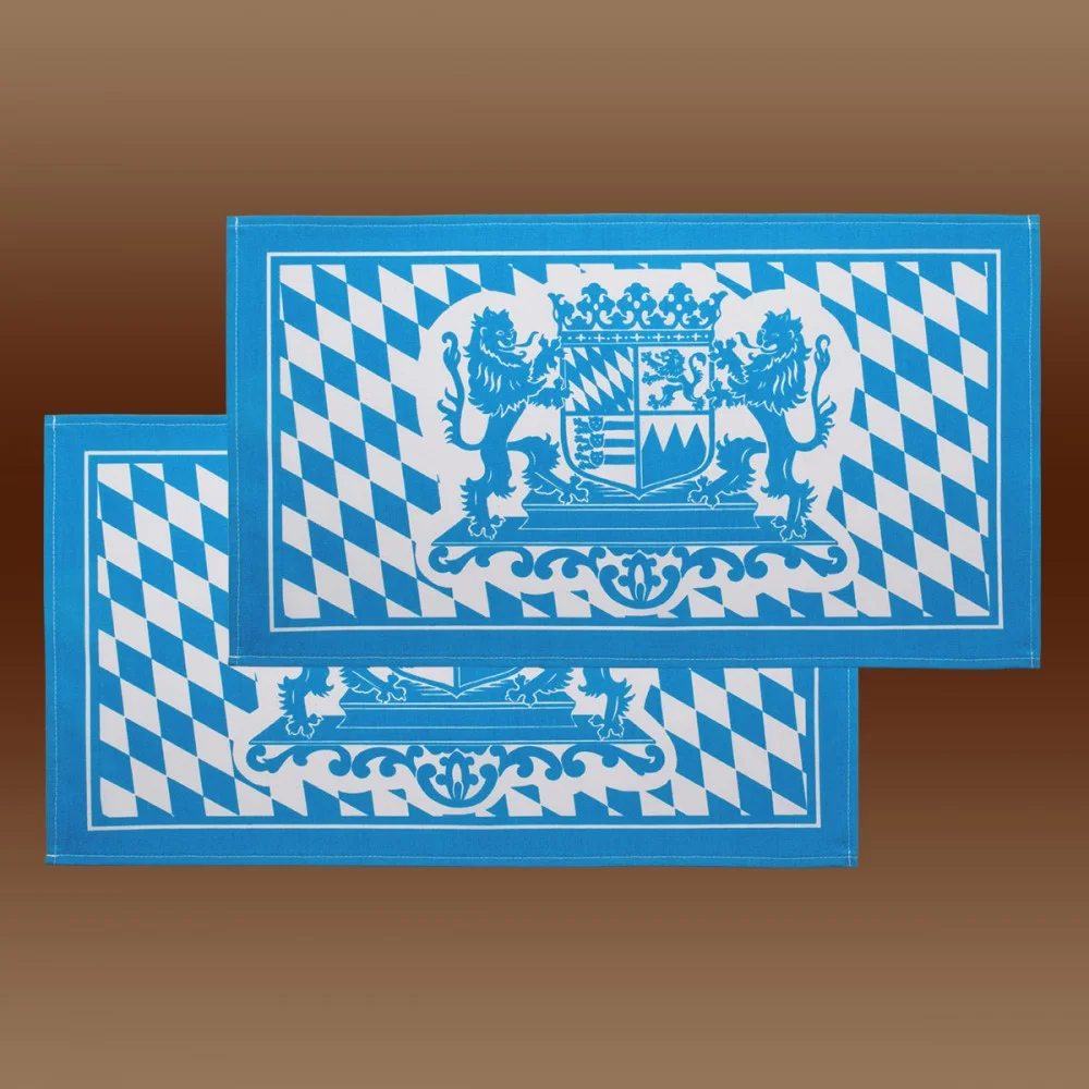 Platzdeckchen mit Bayern-Wappen in blau-weiß 2er Set
