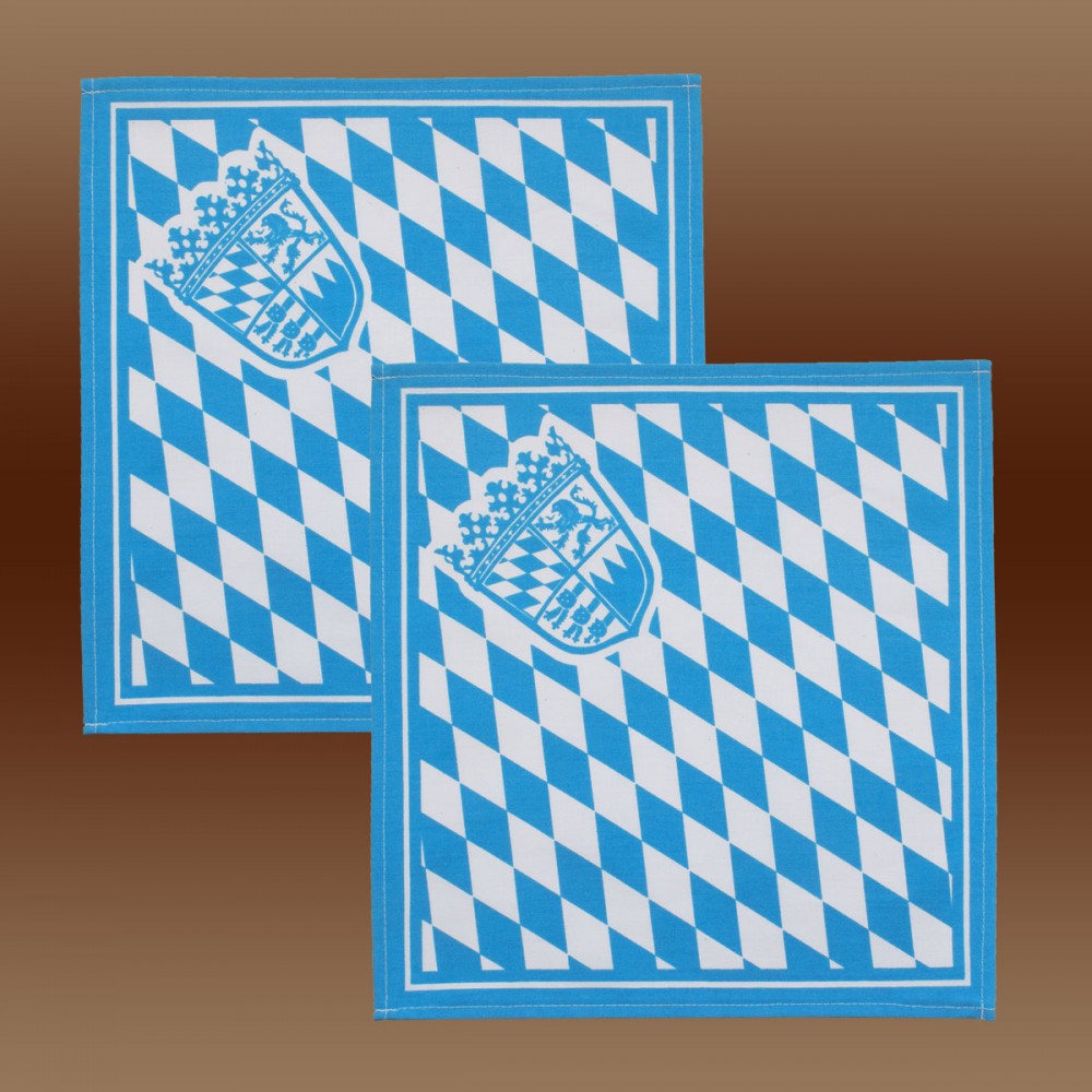 2er Set Serviette mit Bayern-Wappen in blau-weiß