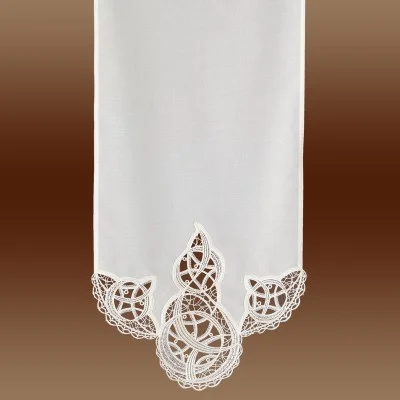 Spitzen-Scheibengardinenhänger Romina mit Motiv 37 cm breit kurz Musterbild