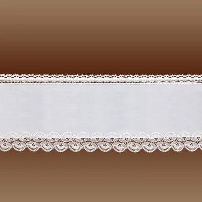 Scheibengardine Hannah weiß mit Plauener Spitze Musterbild 32 cm hoch