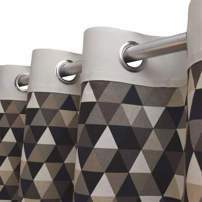 Dekoschal Hedda in Leinenoptik geometrischem Muster Dreiecke Detailbild Ösen