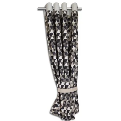 Ösenschal Hedda in Leinenoptik geometrischem Muster Dreiecke gerafft