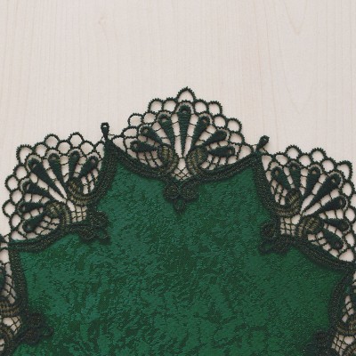 Deckchen Milou rund Echte Plauener Spitze grün Detailbild