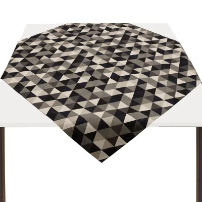 Mitteldecke Hedda in Leinenoptik mit Dreiecksmuster