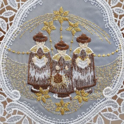 Fensterbild Kurrendesänger Echte Plauener Spitze Detailbild