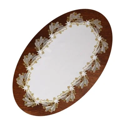 Weihnachts-Spitzendeckchen Sternenschweif Plauener Spitze oval