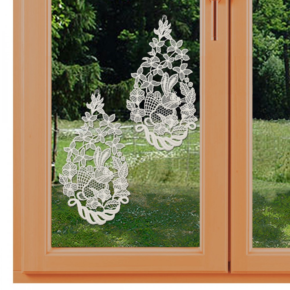 Osterhasen 2er-Set Klassische Oster-Fensterbilder am Fenster