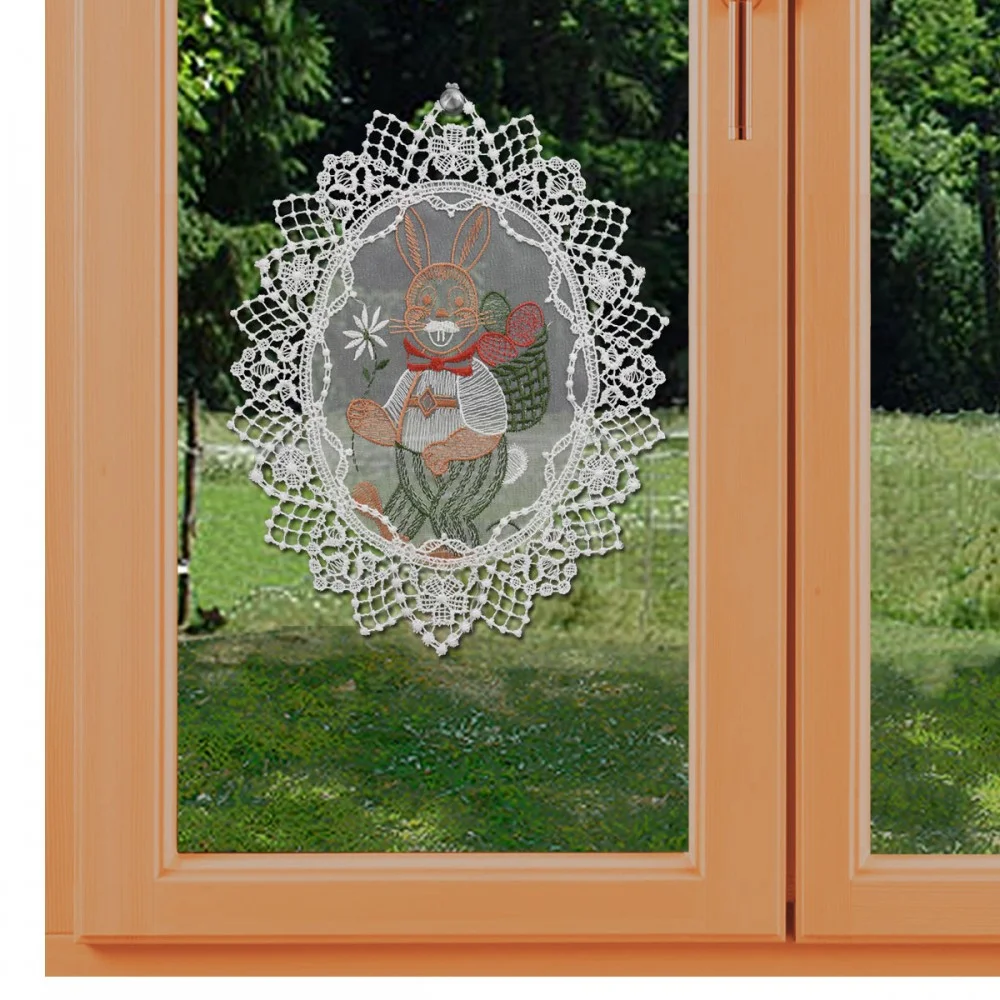 Fensterbild Osterhase aus Plauener Spitze