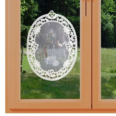 Fensterbild Ostergarten aus Plauener Spitze am Fenster