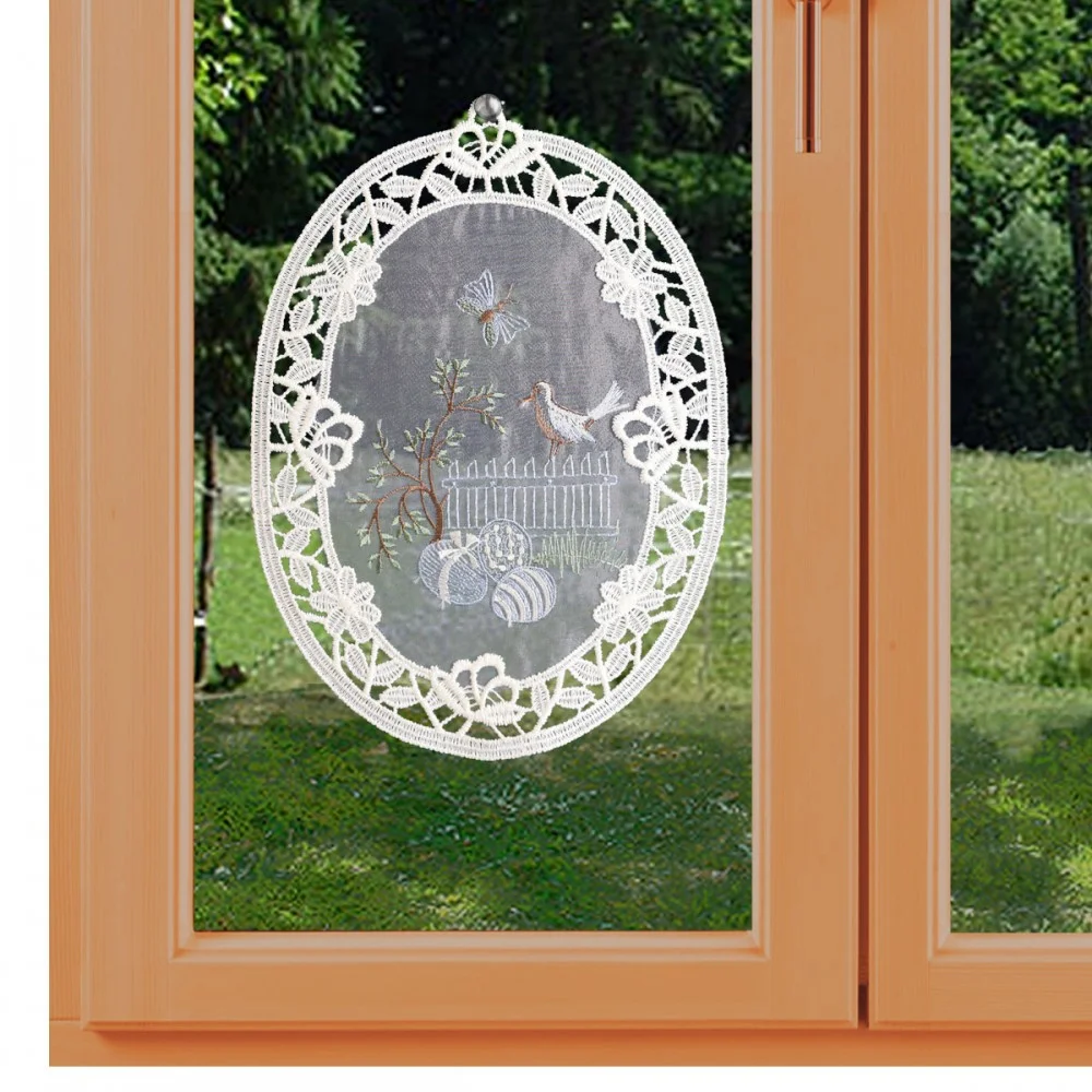 Fensterbild Ostergarten aus Plauener Spitze am Fenster