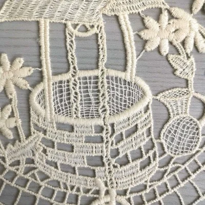 Dekorino Dorfbrunnen echte Plauener Spitze Detailbild